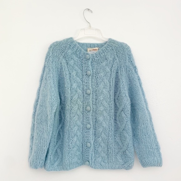 SOLD VTG Chunky Hand Knit Cardigan Sweater - Picture 7 of 7